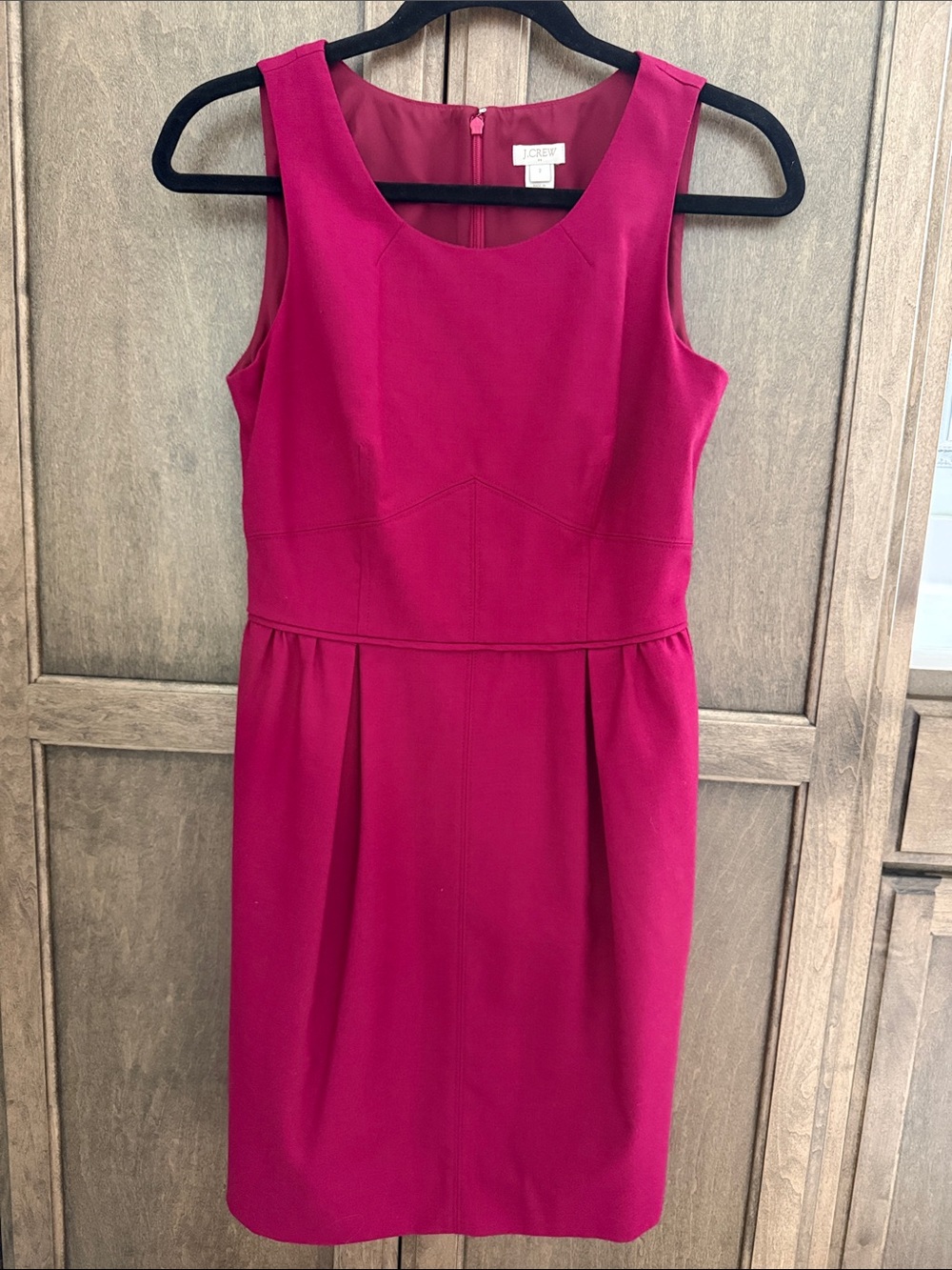 J. Crew raspberry pink Sleeveless Sheath Dress. Like New. Wool, fully lined.